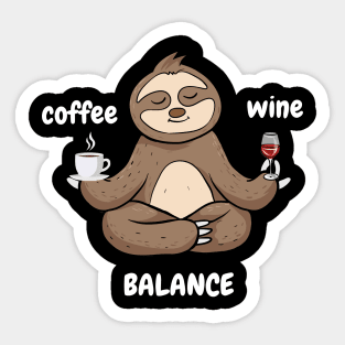 Coffee Wine Yoga Balance It's All About Balance Funny Gift Sticker